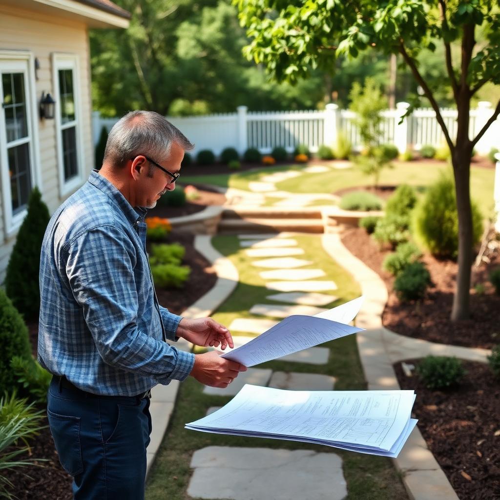 Aerial view of professional lawn care work